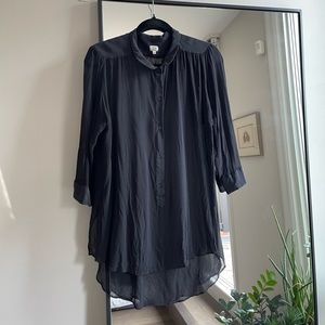 ARITZIA BABATON 100% Silk Sheer Blouse in Black - Size Medium